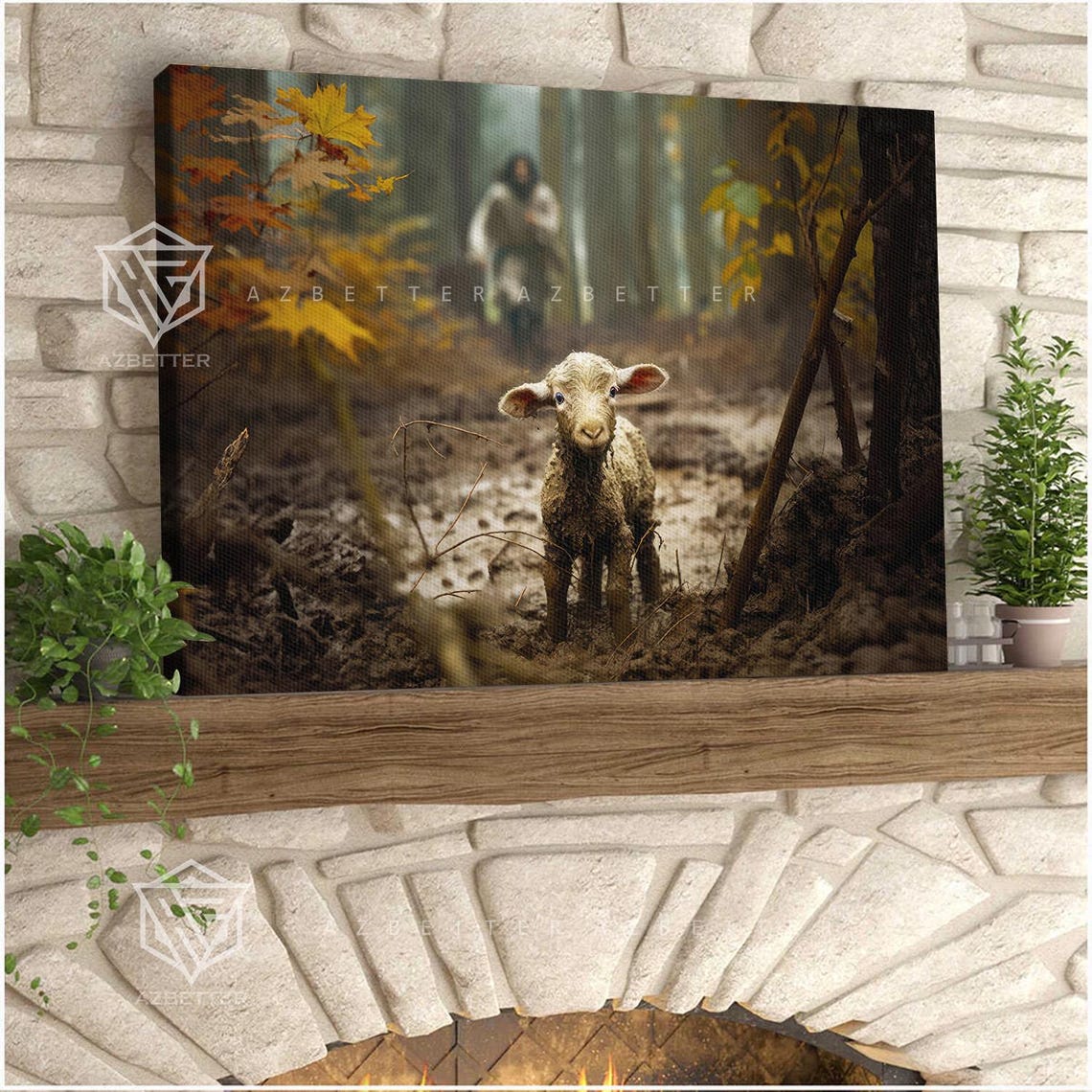 The Good Shepherd Finds The Lost Lamb Christian Jesus Canvas Poster - Image 4