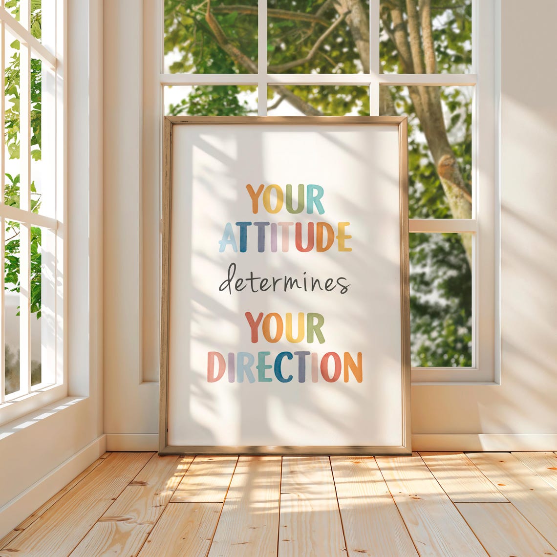Your Attitude Determines Your Direction Rainbow Watercolor Poster - Image 2