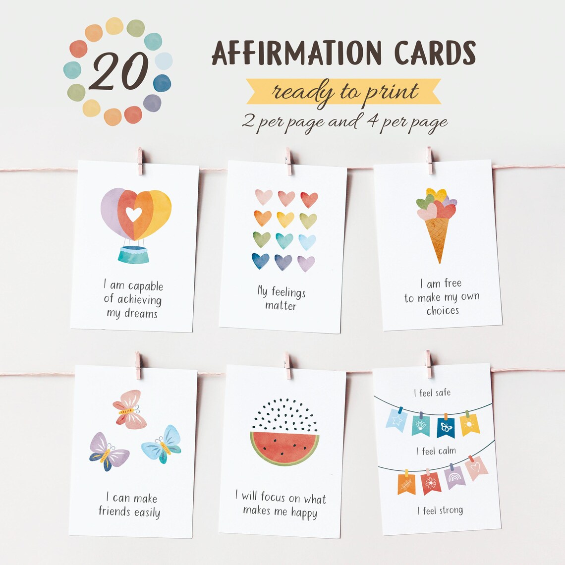 Self Care Flashcards Bundle, Confidence Affirmations Art Print - Image 2