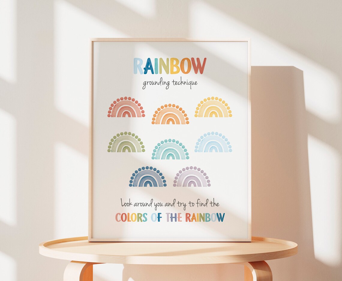 Rainbow Grounding Technique Art Print, Therapy Office Decor - Image 2