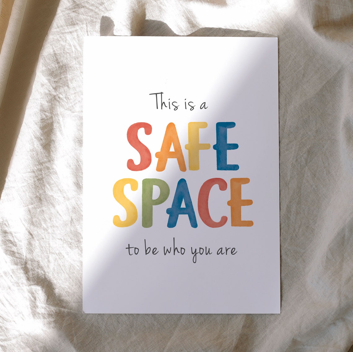 Safe Space To Be Who You Are Rainbow Lettering Classroom Wall Poster - Image 5