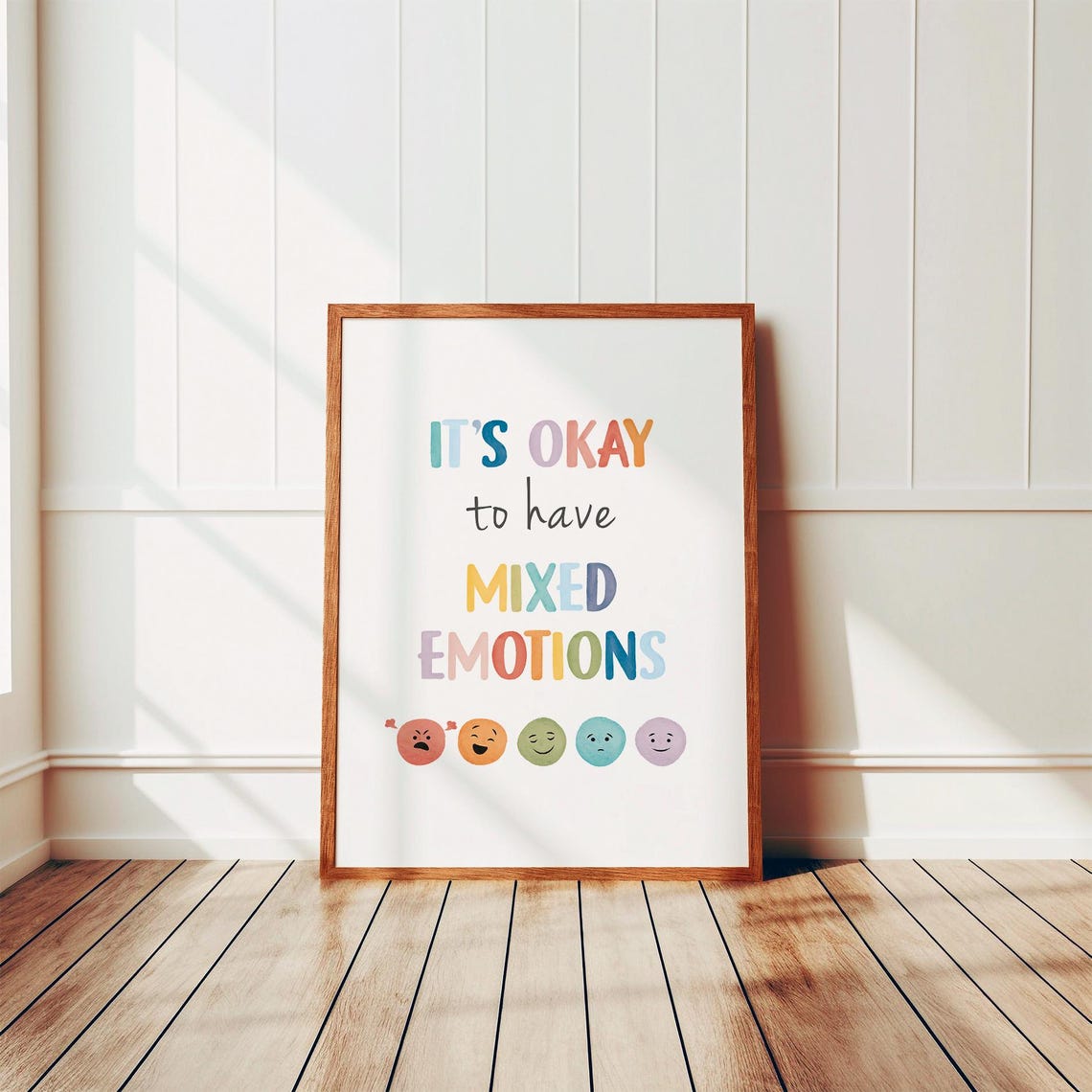 It Is Okay To Have Mixed Emotions Watercolor Faces Feelings Poster - Image 3