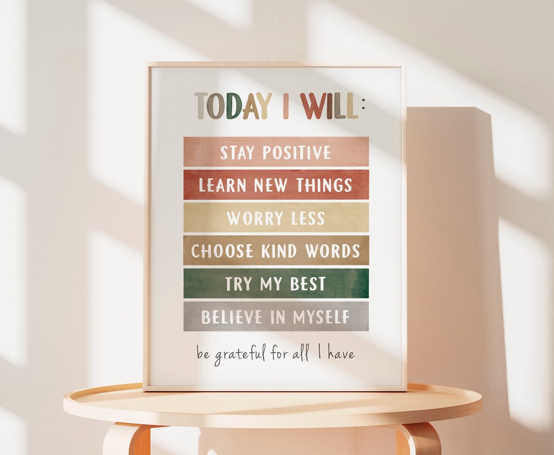 Today I Will Kids Positive Affirmation Wall Print - Image 2