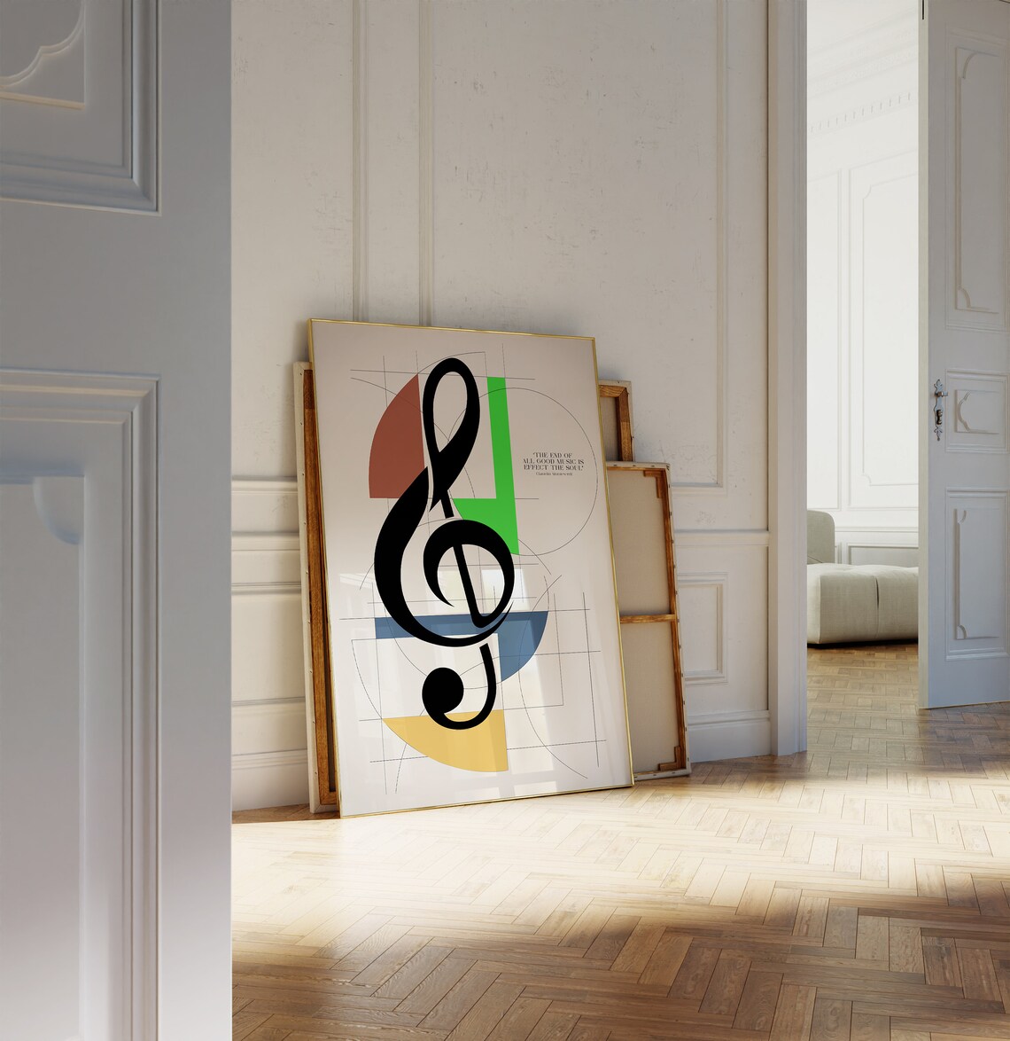 Treble Clef Colorful Bauhaus Geometric Monteverdi Music Quote Poster - Image 4