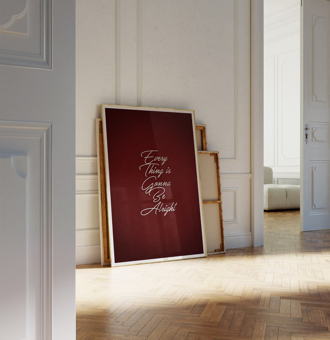 Every Thing Is Gonna Be Alright Burgundy Script Quote Poster - Image 4