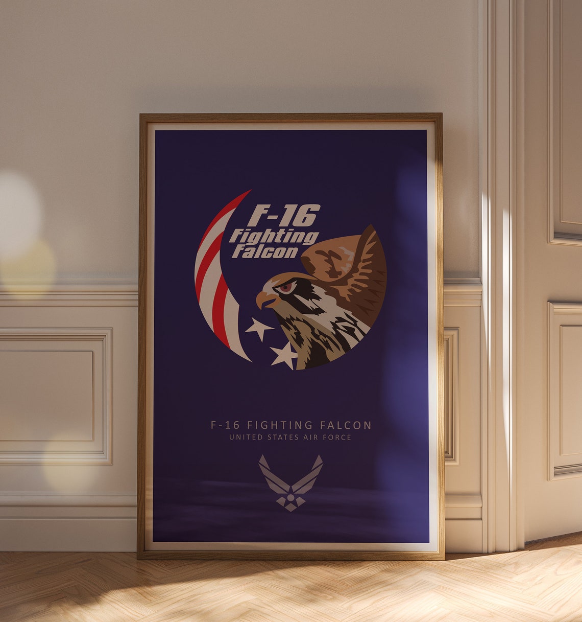 F 16 Fighting Falcon United States Air Force Eagle Emblem Navy Poster - Image 3