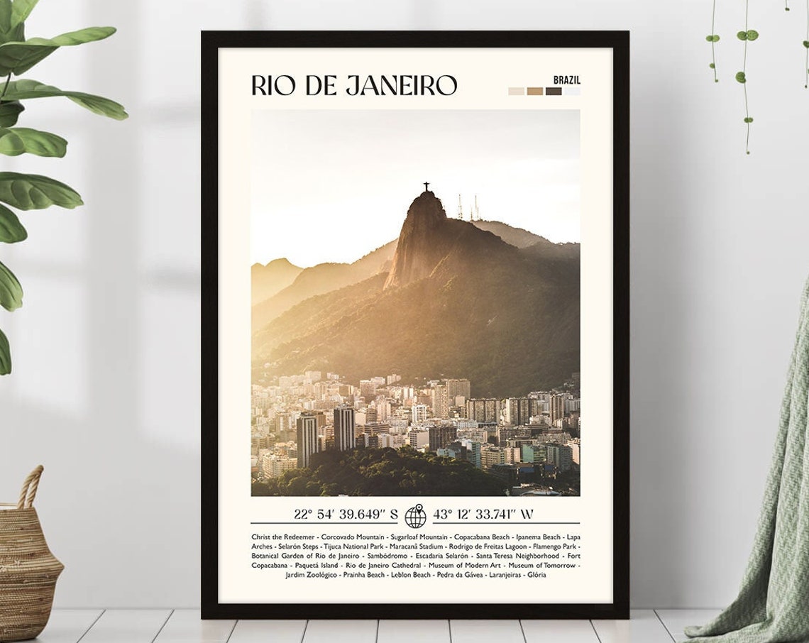 Rio De Janeiro Brazil Corcovado Mountain Sunrise Travel Poster