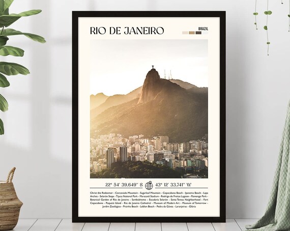 Rio De Janeiro Brazil Corcovado Mountain Sunrise Travel Poster