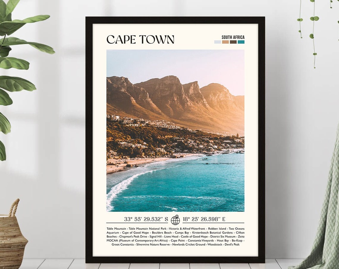 Cape Town South Africa Table Mountain Coast Sunset Photo Poster