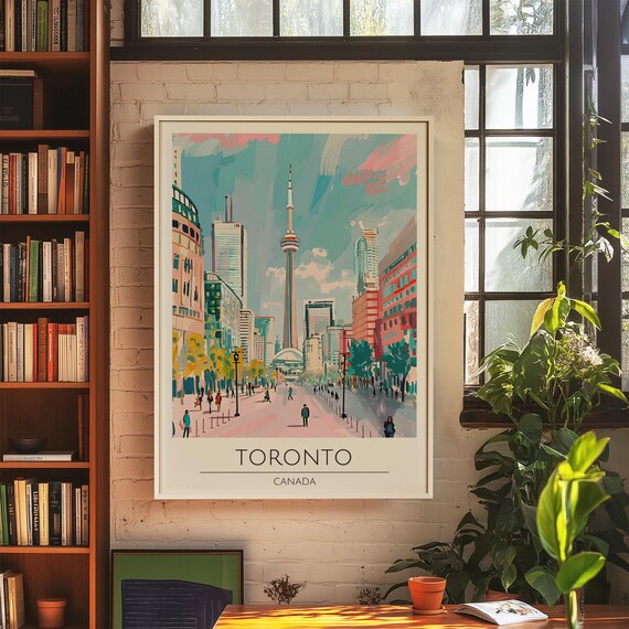 Toronto Canada CN Tower Vintage City Travel Poster Gift Decor