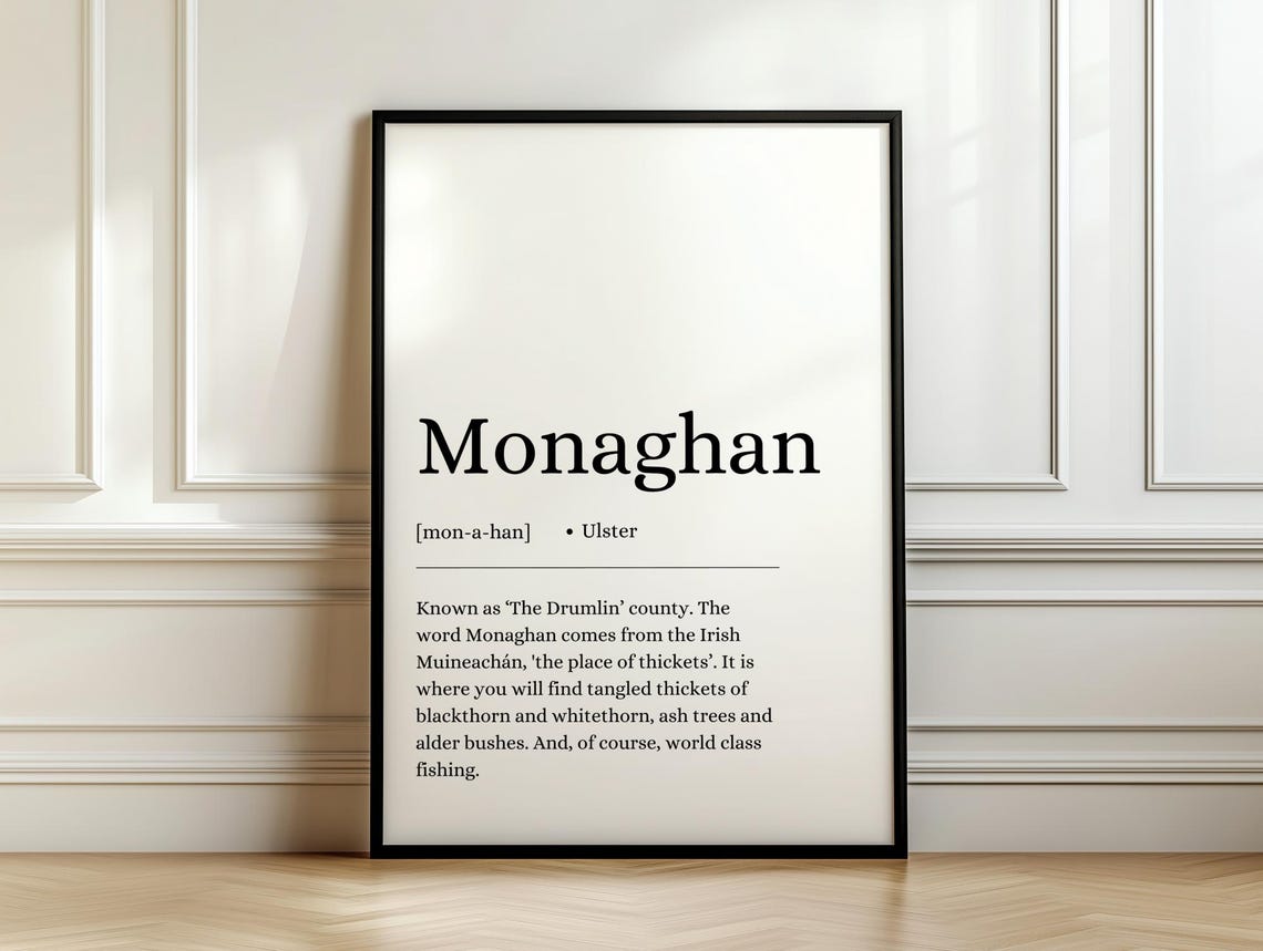 Monaghan County Ireland Dictionary Style Definition Typography Poster