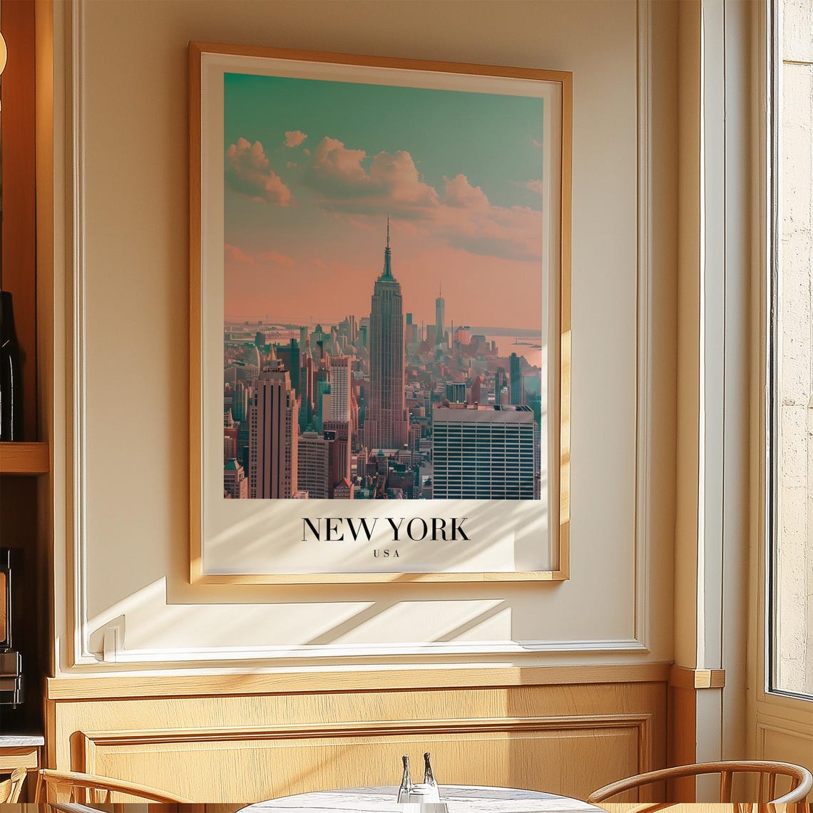 New York City Empire State Skyline Retro USA Travel Decor Poster