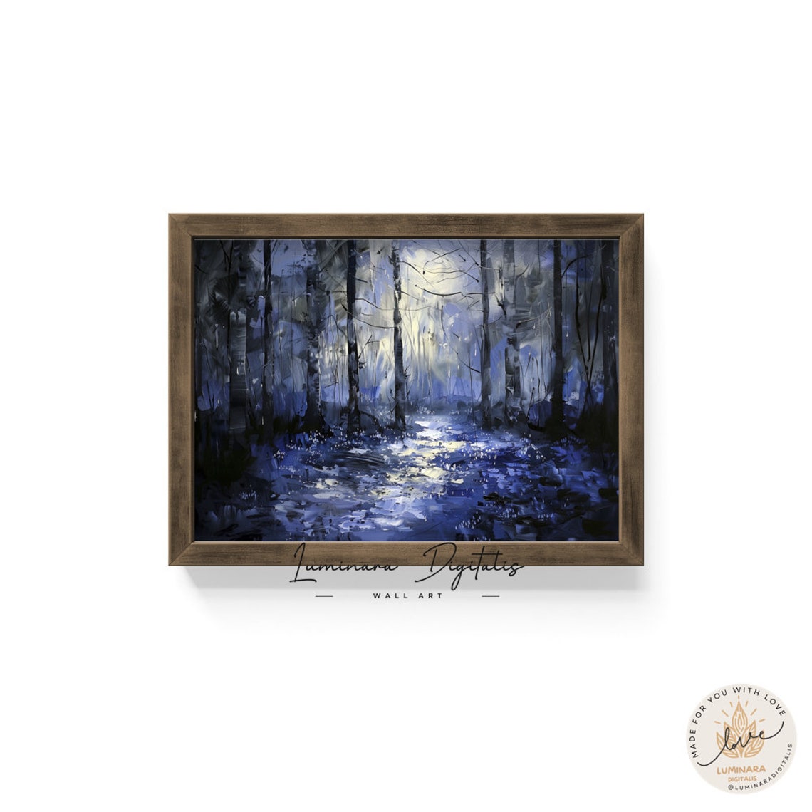 Enchanted Bluebell Forest Moonlight Scene Wall Art Painting 163 Unique Artwork For Home Decor - Image 6