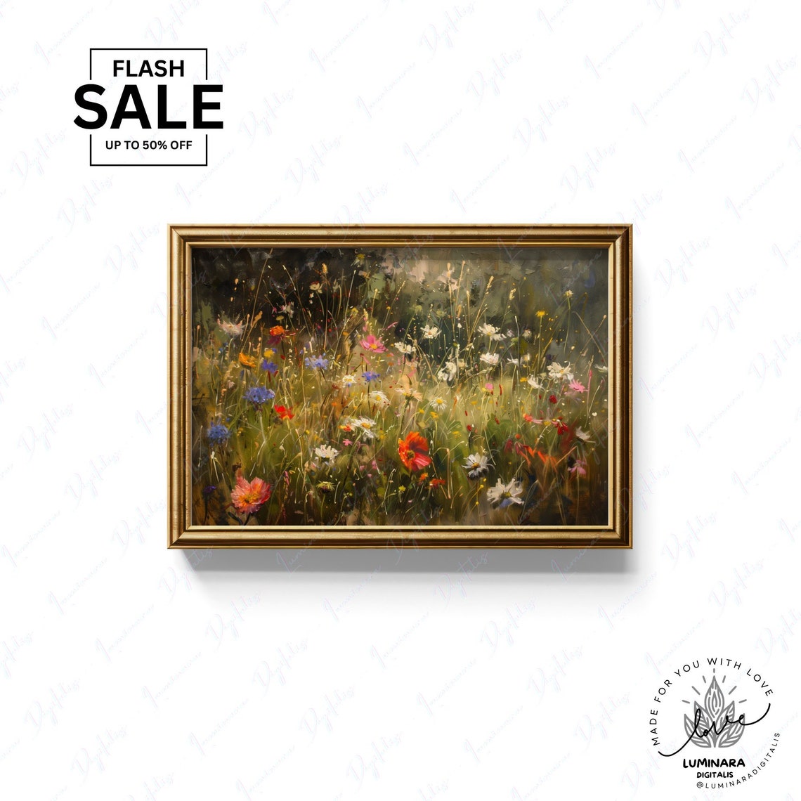 Dense Summer Wildflower Meadow Bursting With Colorful Blooms Print - Image 3
