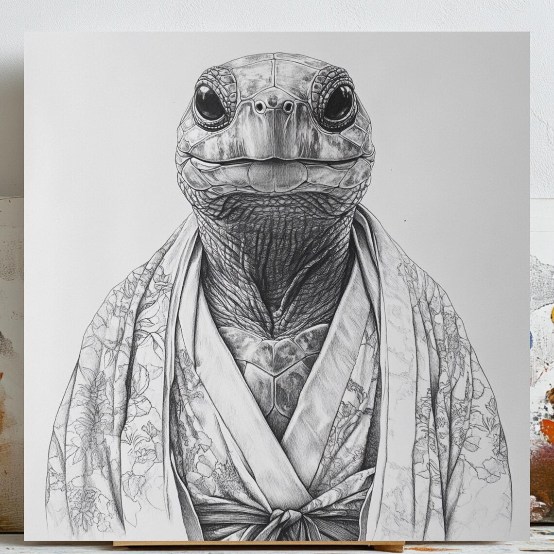 Turtle In Bathrobe, Funny Bathroom Art