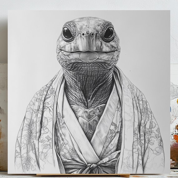 Turtle In Bathrobe, Funny Bathroom Art
