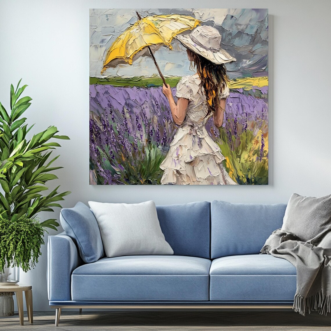 Girl With Umbrella, Rainy Day Decor Art Print - Image 2