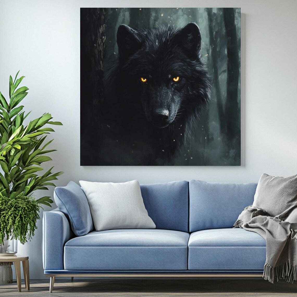 Black Wolf Art Print, Mystic Forest Decor - Image 2