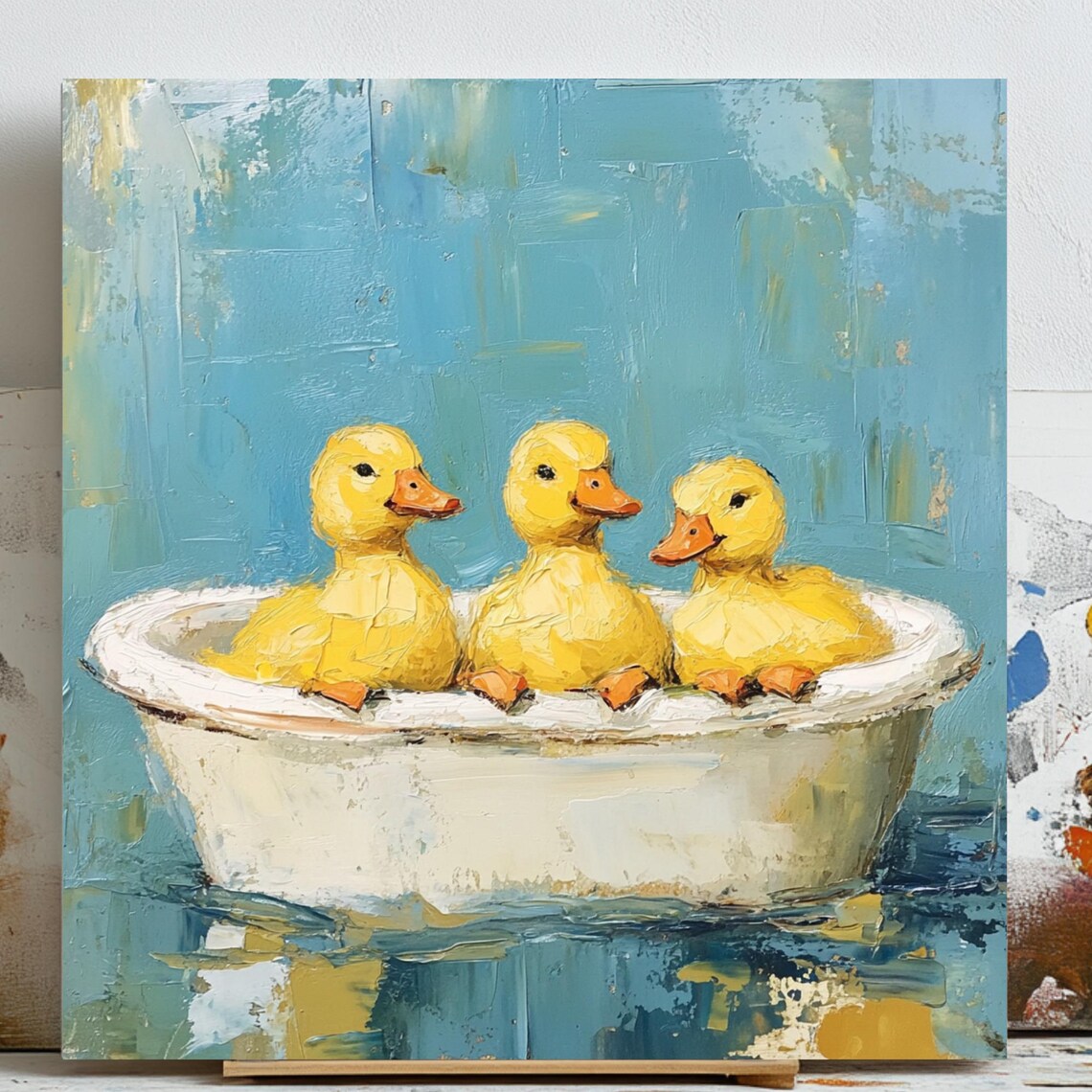 Three Ducks In Bathtub Poster, Nursery Decor