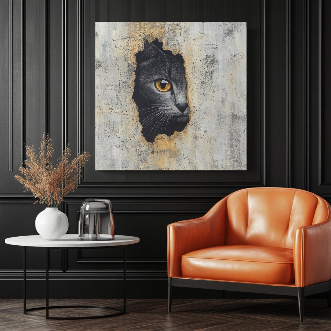 Black Cat Peering Out, Feline Decor Poster - Image 3