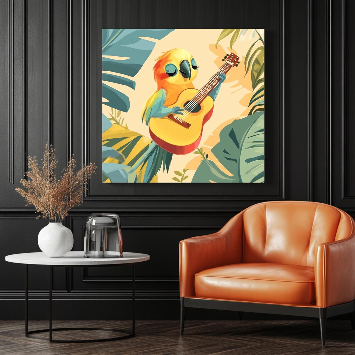Parrot Guitar Wall Art, Modern Home Decor - Image 3