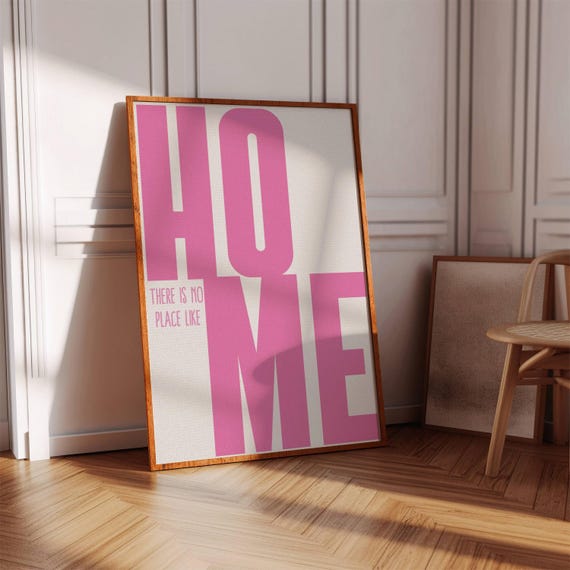 Theres No Place Like Home Print Pink Quote Art Digital Download