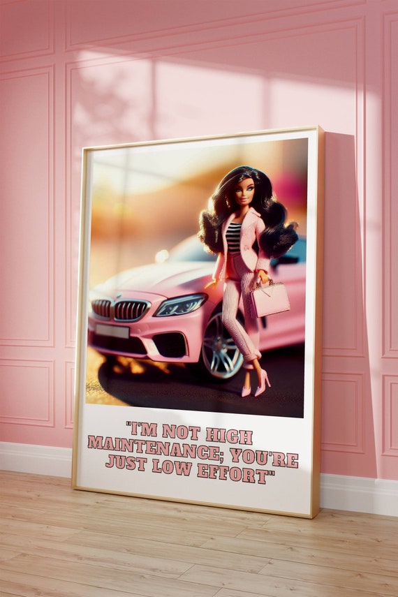 Girly Diva Poster Black Hair Doll Pink Car Digital Download