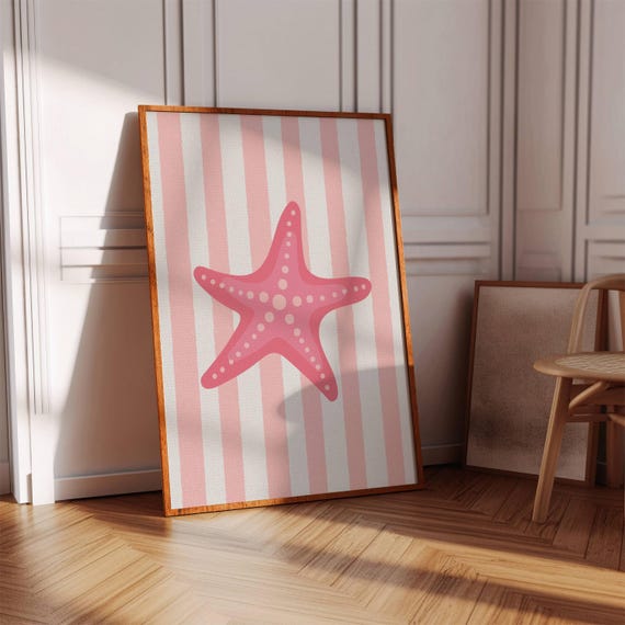 Starfish Beach House Print Summer Coastal Wall Art Digital Download