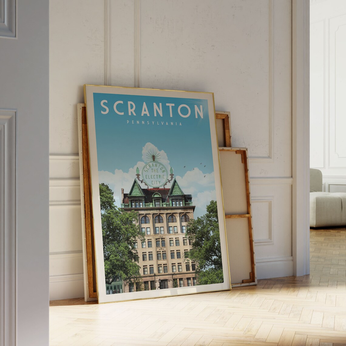 Scranton Skyline Travel Poster, Pennsylvania City - Image 2