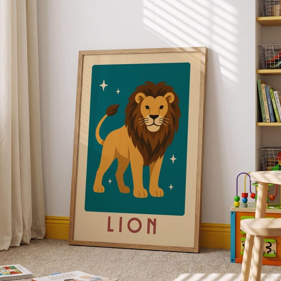 Lion Nursery Print Safari Animal Wall Art Boys Room Decor