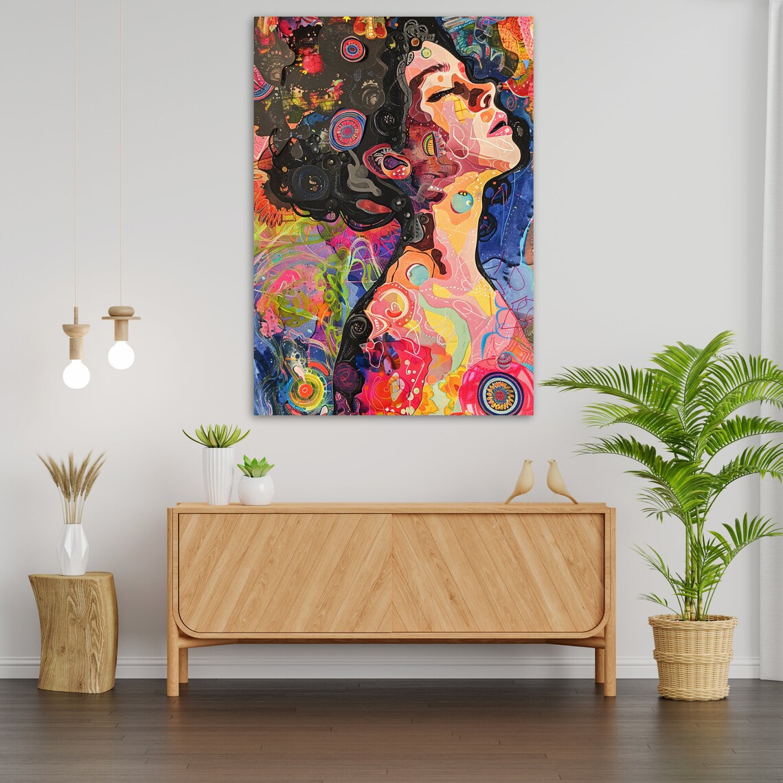 Psychedelic Abstract Woman Profile Painting Colorful Modern Art Wall Print - Image 3