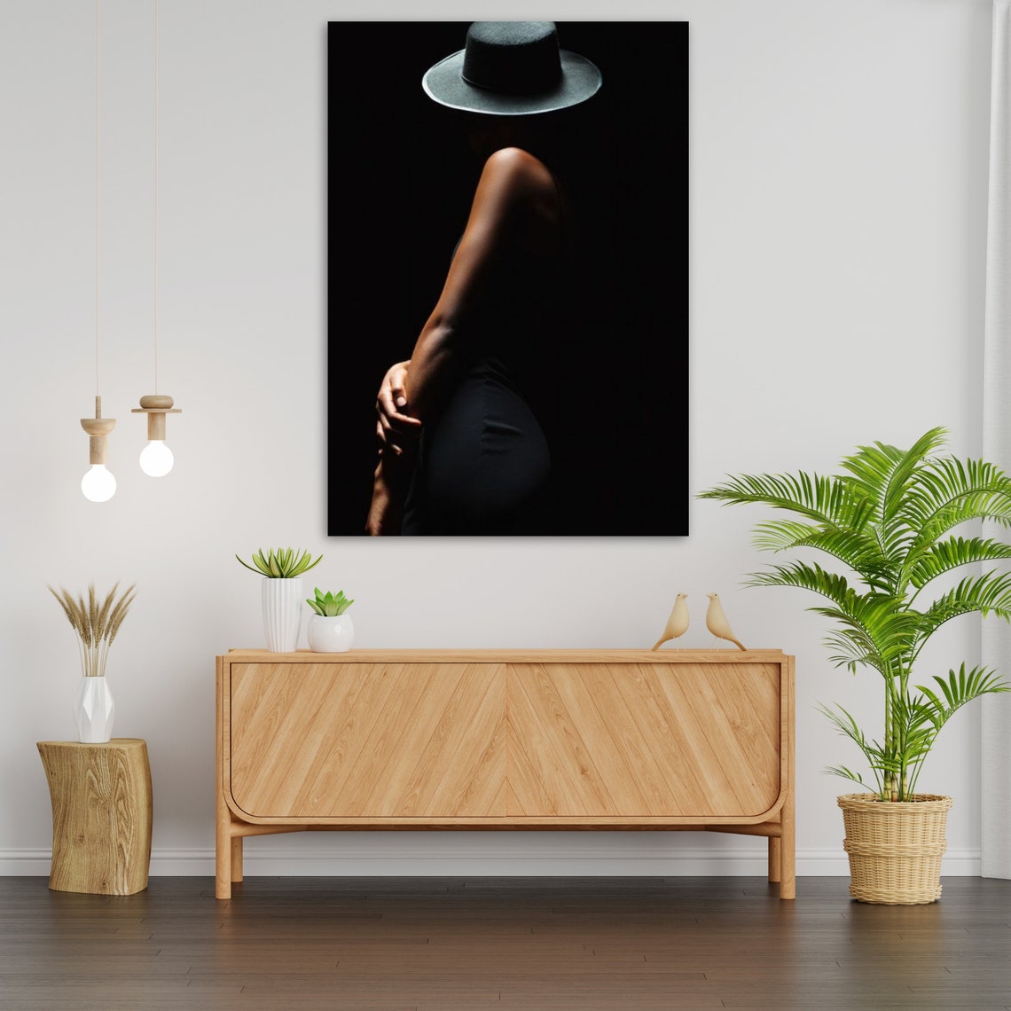 Mysterious Woman In Hat And Black Dress Dark Silhouette Fine Art Print - Image 4