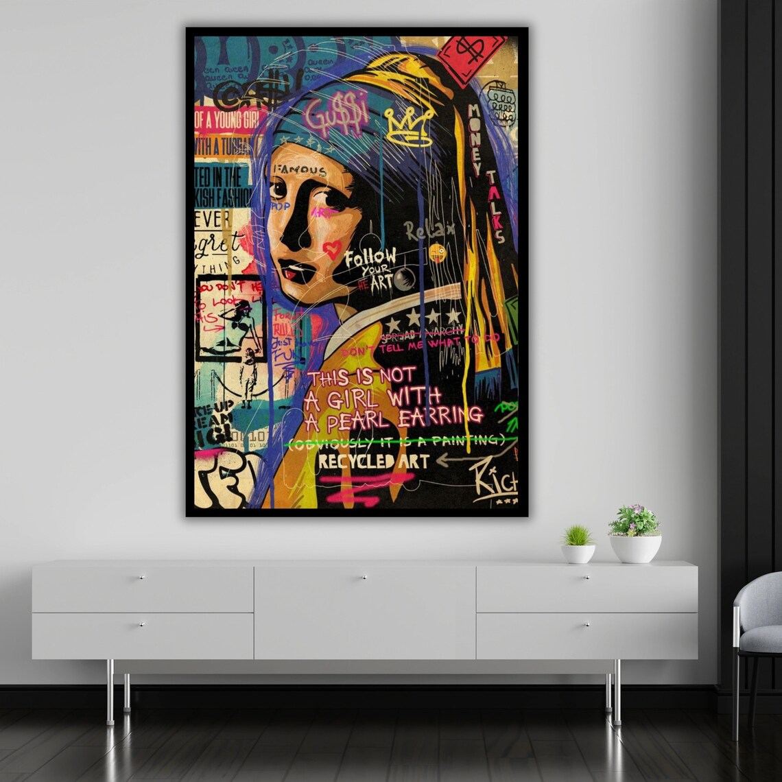 Graffiti Girl With A Pearl Earring Street Art Pop Remix Wall Art Print - Image 5