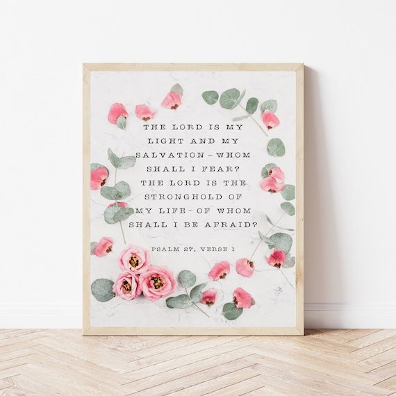 Psalm 27 The Lord Is My Light And Salvation Bible Verse Wall Art Scripture Sign Christian Home Decor Boho Verses Prints