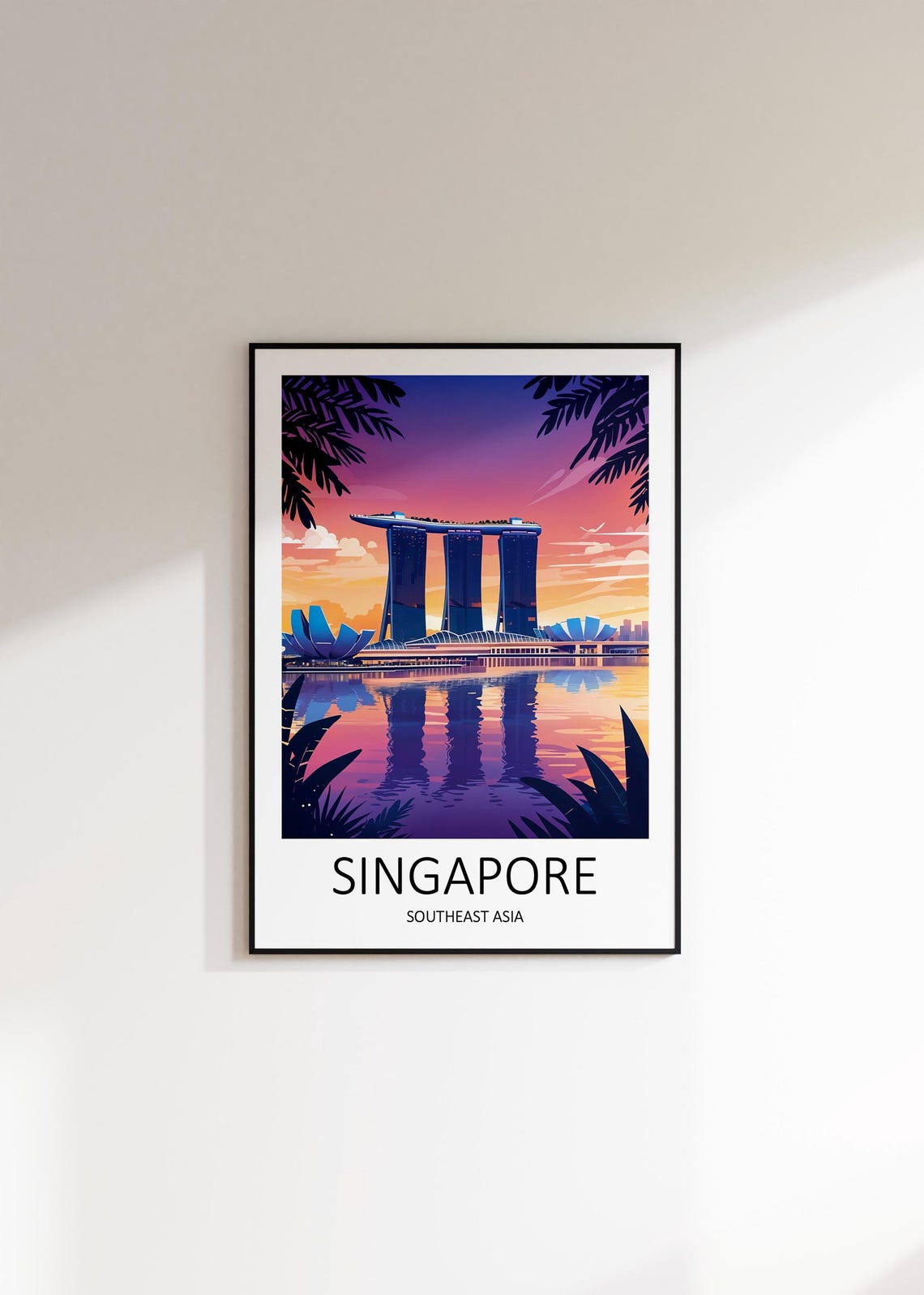 Singapore Print Singapore Poster Singapore Art Asia Poster Print Marina Bay Sands Travel Memories Gift Singapore Travel Print - Image 2