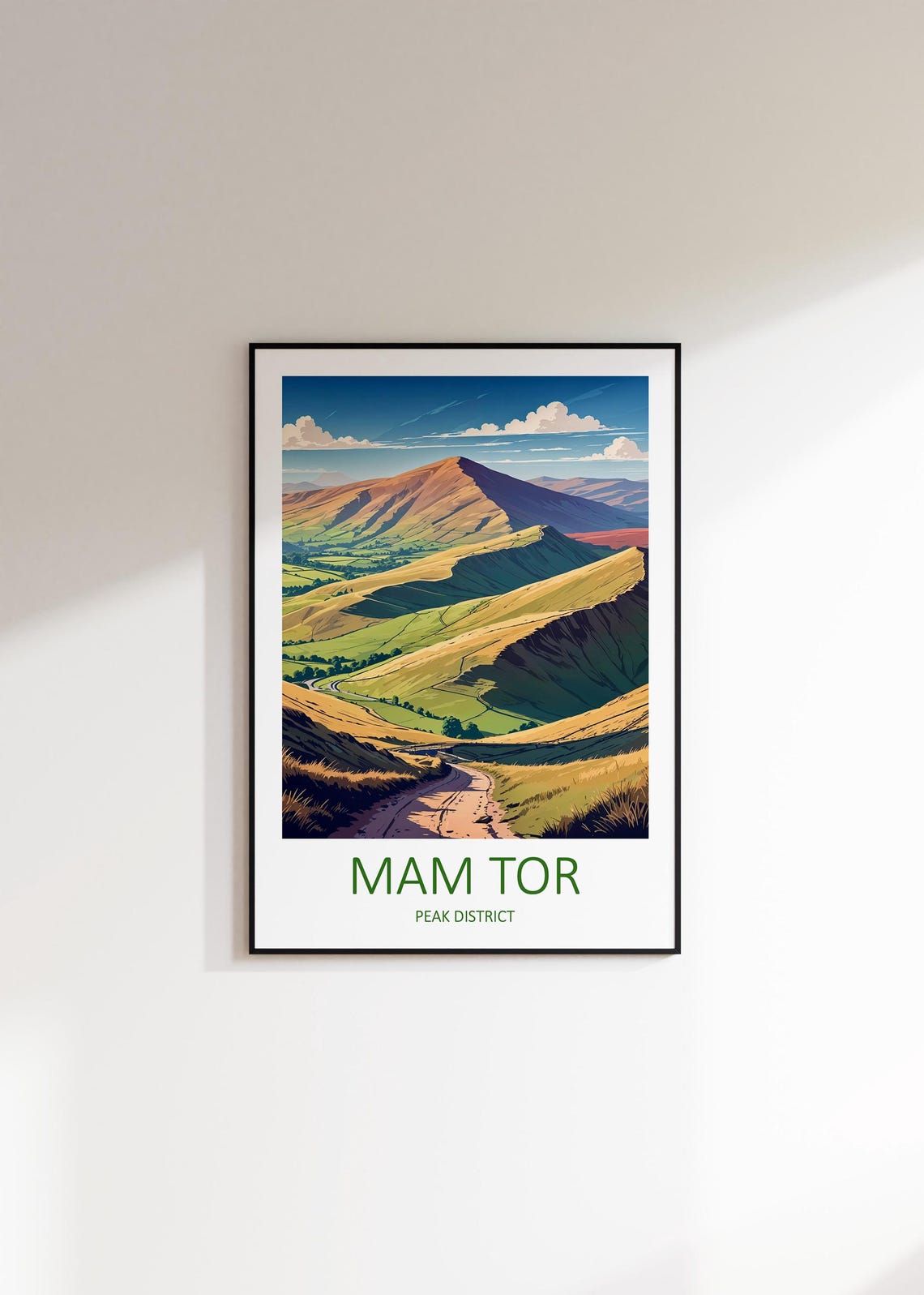 Mam Tor Peak District Golden Ridge Path Viewpoint Travel Poster - Image 2