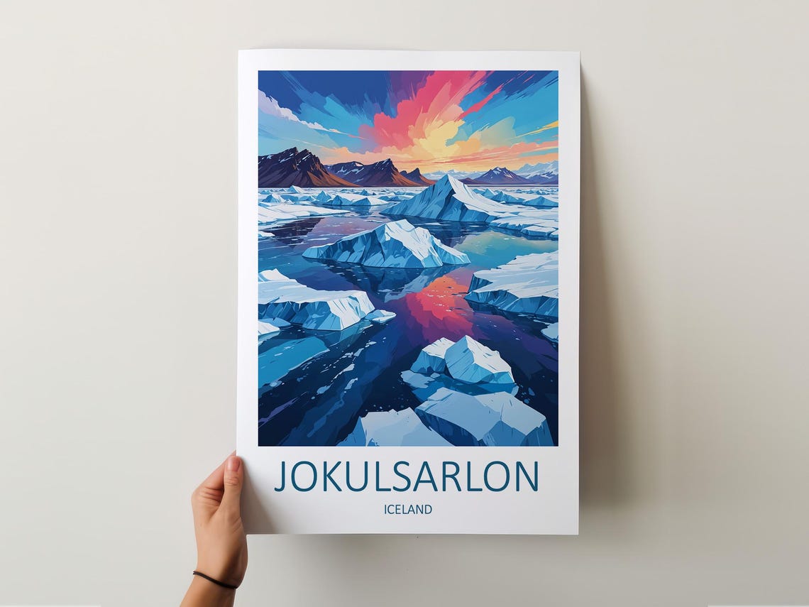 Jokulsarlon Iceland Travel Print Wall Art Iceland Home Decor Art Lover Gift Jokulsarlon Poster Travel Memories Wall Hanging Jokulsarlon - Image 6