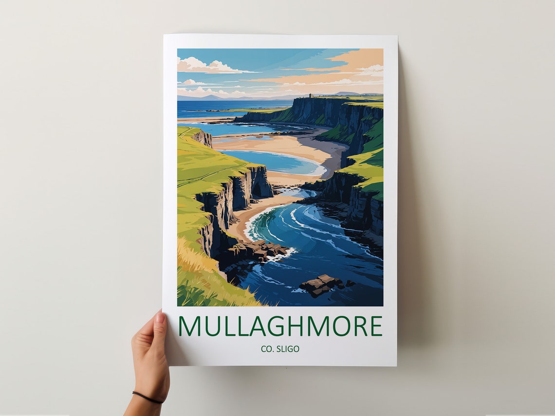 Mullaghmore Sea Cliffs and Curved Beach Sligo Ireland Poster - Image 5