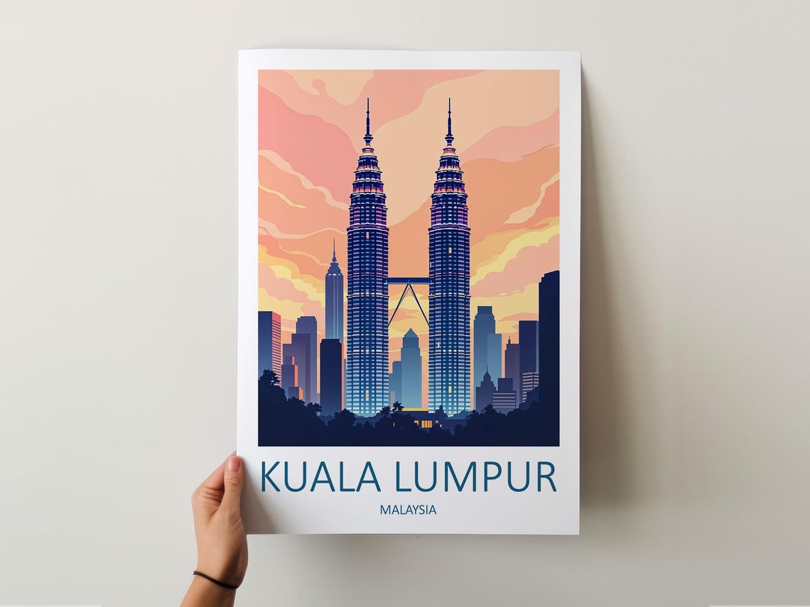 Kuala Lumpur Malaysia Petronas Towers Sunset Skyline View Poster - Image 5
