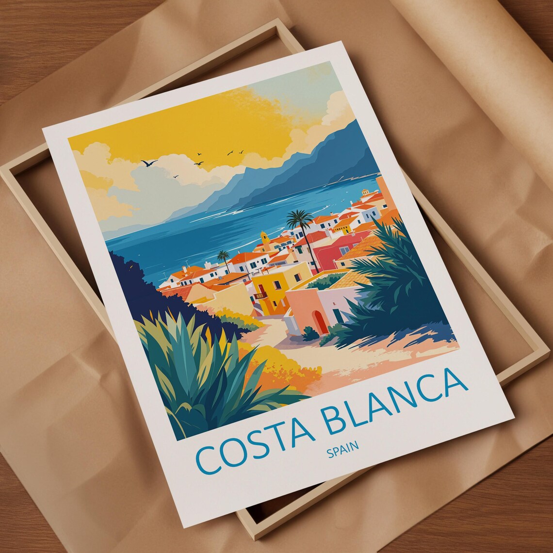 Costa Blanca Spain Coastal Town Palms Sunset Scenic Travel Poster - Image 4