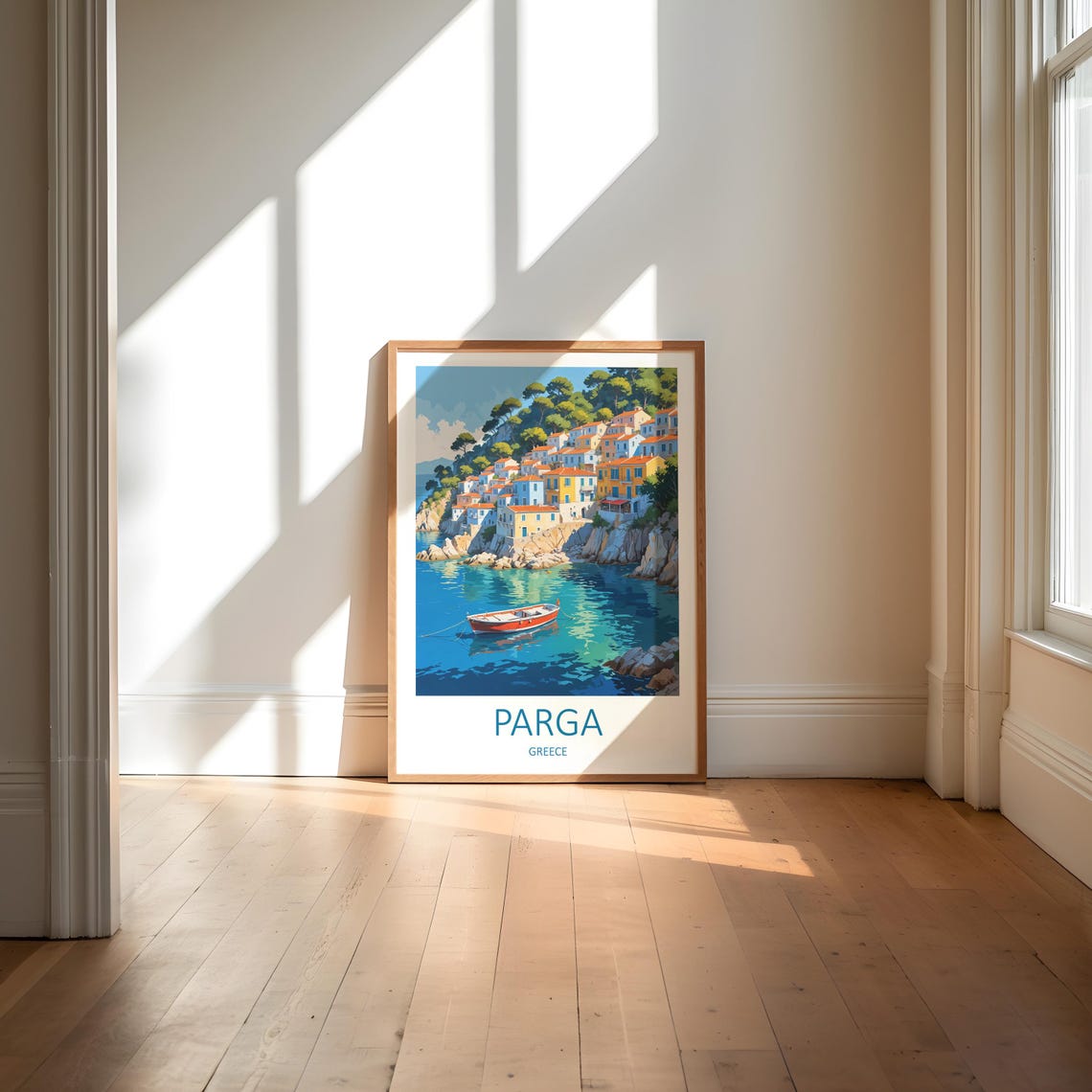 Parga Greece Hillside Bay Village Harbor Boat Vintage Travel Poster - Image 6