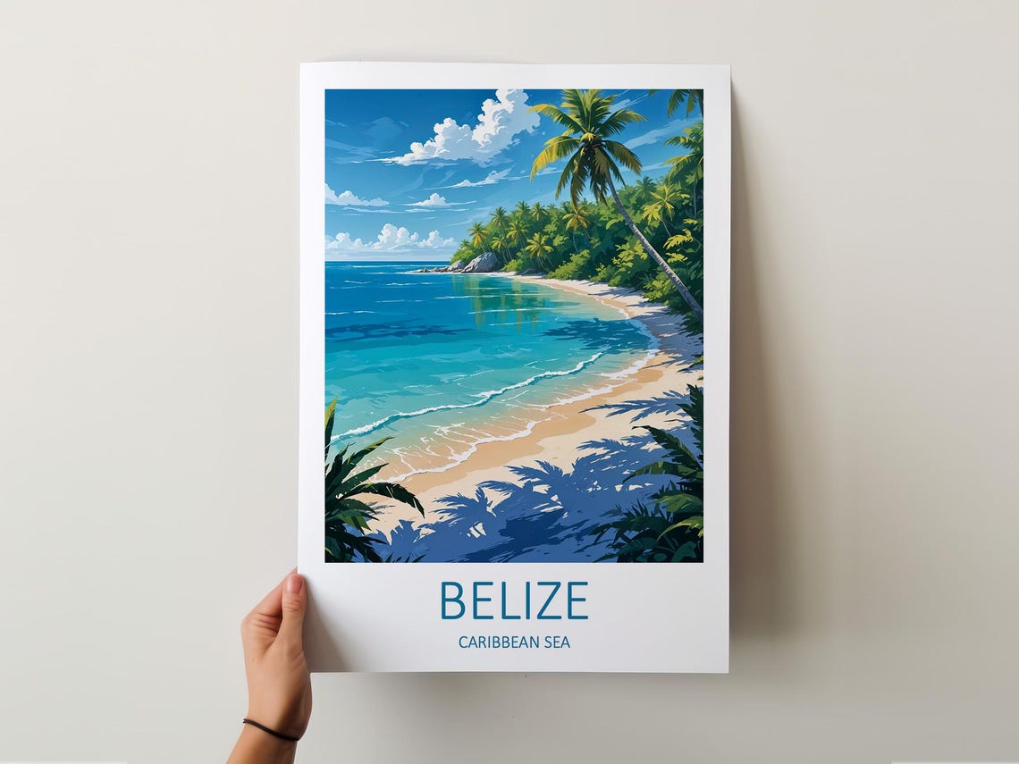 Belize Caribbean Sea Turquoise Beach Palm Cove Paradise Poster - Image 5