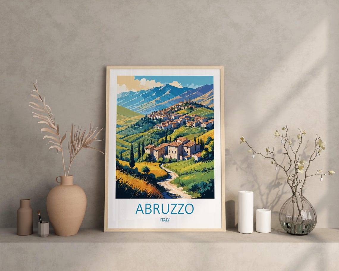 Abruzzo Italy Mountain Village Country Path Vintage Travel Poster - Image 3