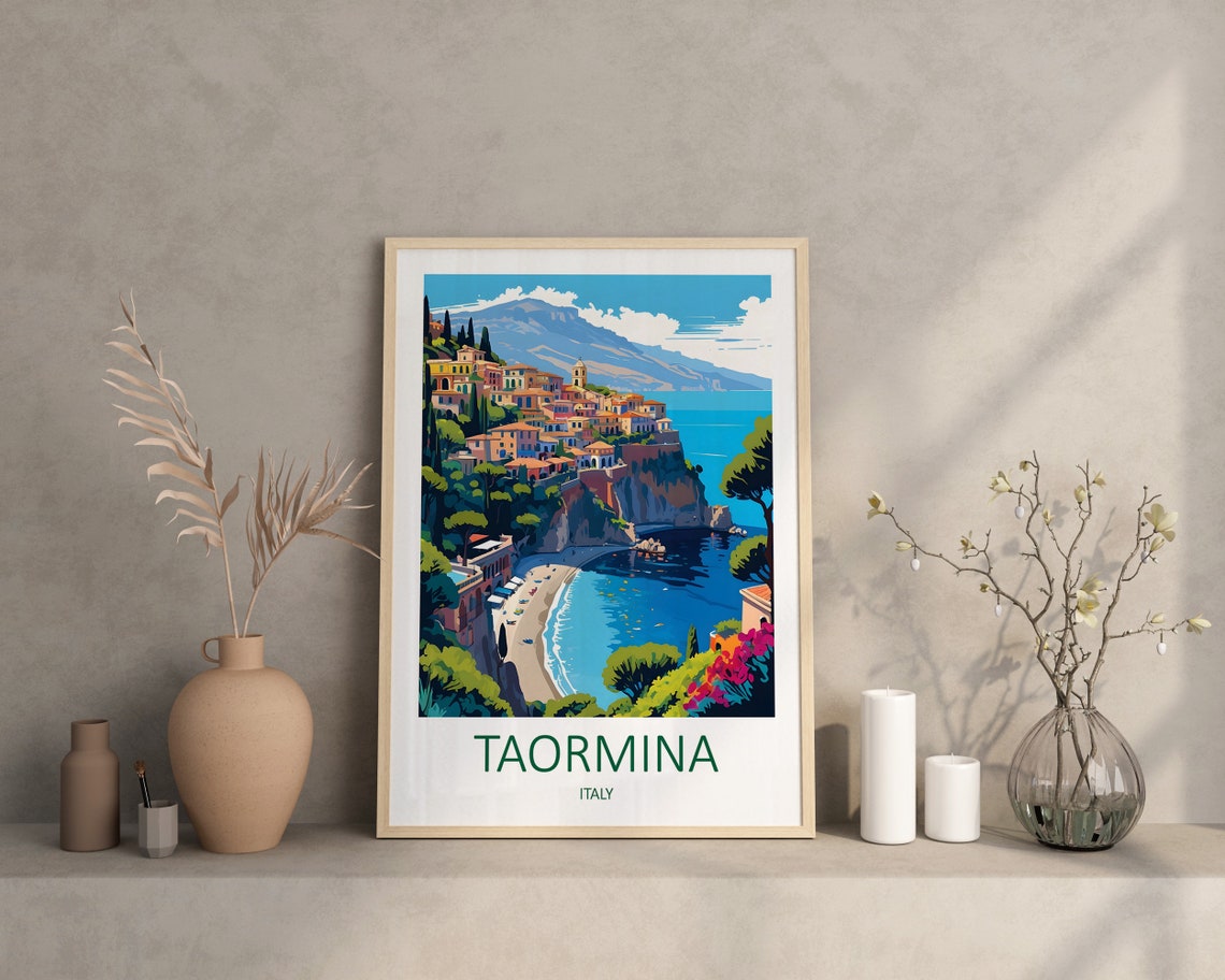 Taormina Print Taormina Poster Italy Wall Art Italy Poster Print Sicily Print Taormina Travel Print Travel Gift Sicily Wall Art - Image 3