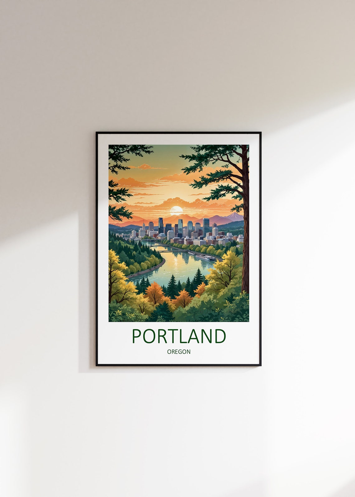 Portland Print Portland Oregon Wall Art Oregon Print Poster Portland Travel Print Portland Oregon Travel Gift Us Travel Poster - Image 3