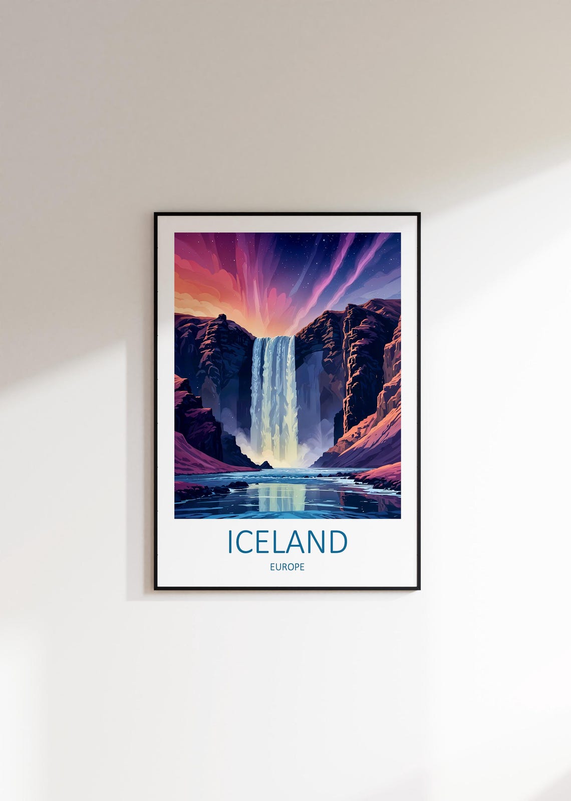 Iceland Print Iceland Poster Skogafoss Print Print Of Iceland Iceland Travel Print Waterfall Art Art Lover Gift Iceland Gifts - Image 3