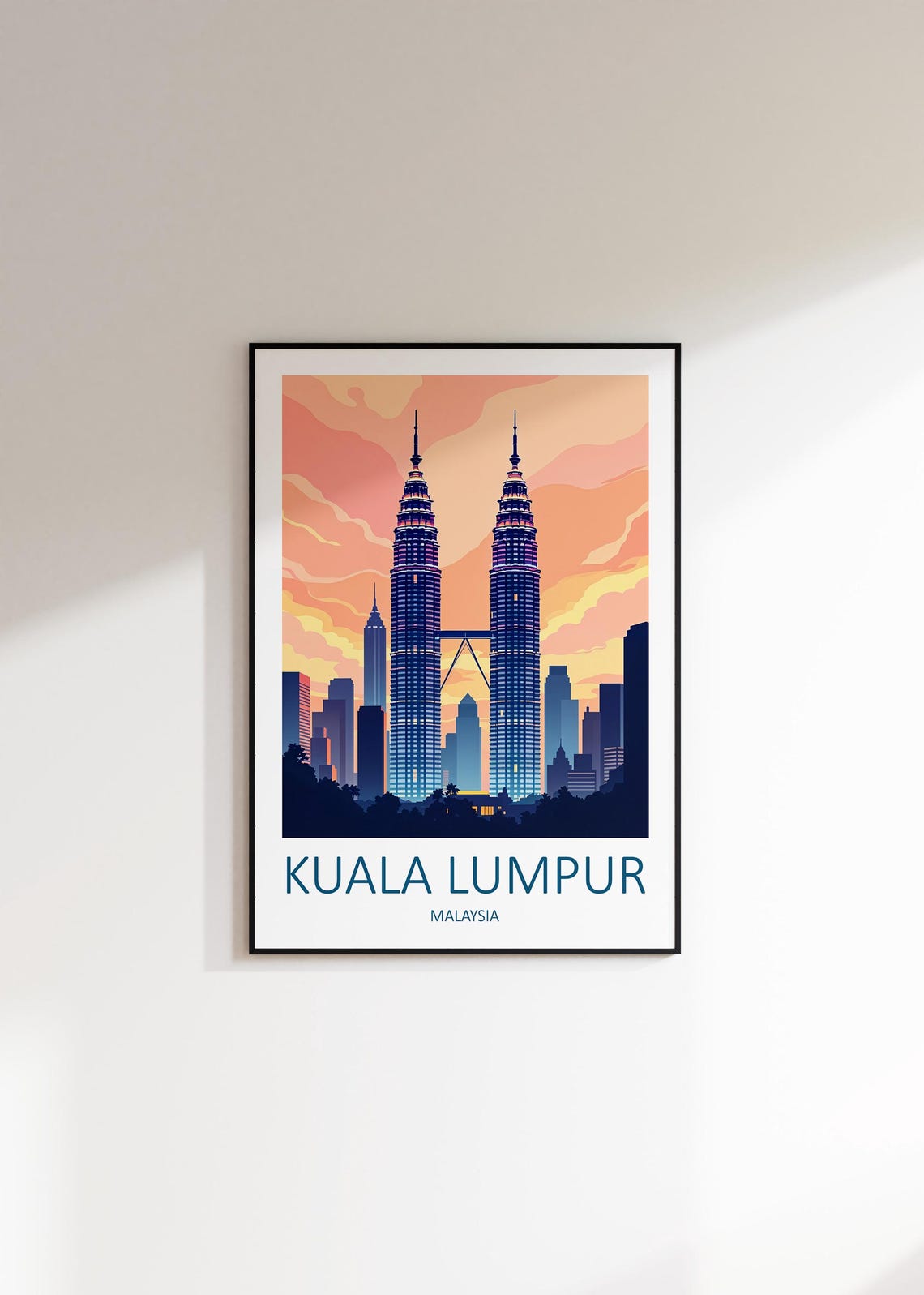 Kuala Lumpur Malaysia Petronas Towers Sunset Skyline View Poster - Image 3