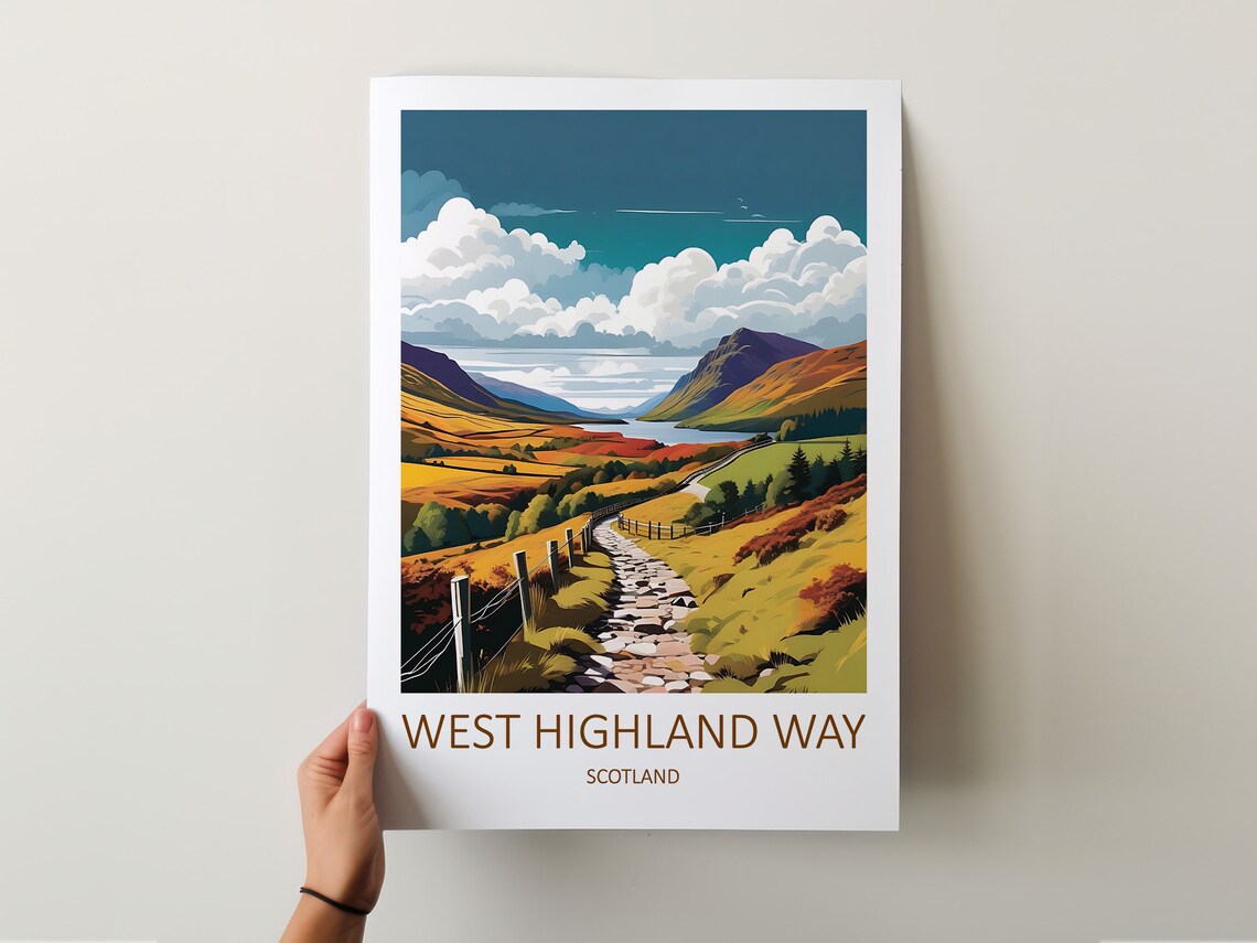 West Highland Way Scotland Rocky Trail Through Autumn Highland Poster - Image 5