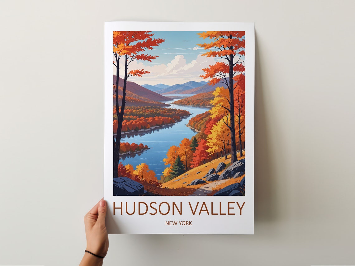 Hudson Valley New York State Autumn River View Travel Poster - Image 5