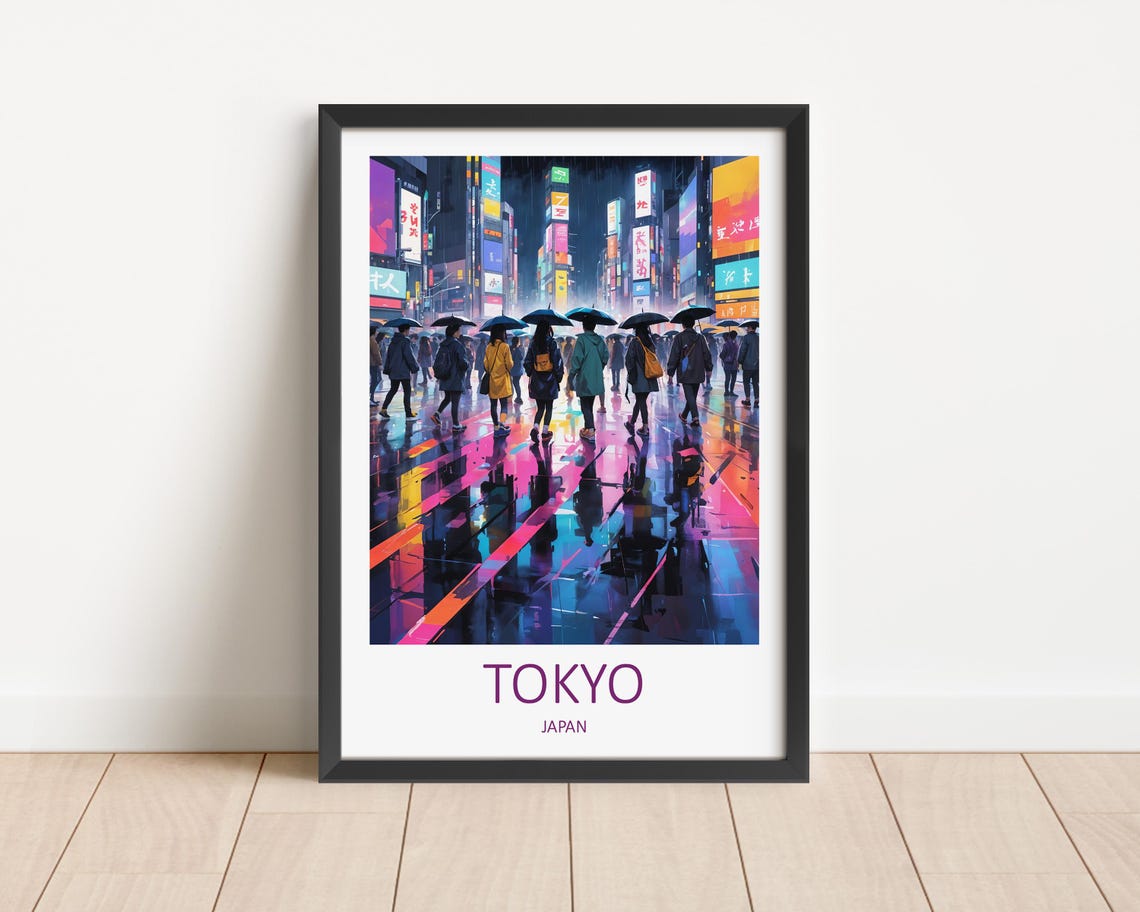 Tokyo Travel Print Wall Art Tokyo Japan Birthday Present Tokyo Poster Shibuya Crossing Home Decor Wall Hanging Japanese Print Anniversary